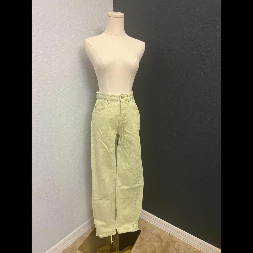 ZARA Vintage Light Green Wide-Leg Jeans